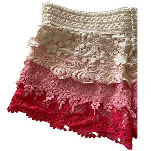 Cream and Pink Ombré Shorts